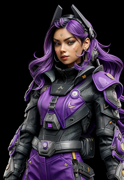 Futuristic warriors with violet uniforms