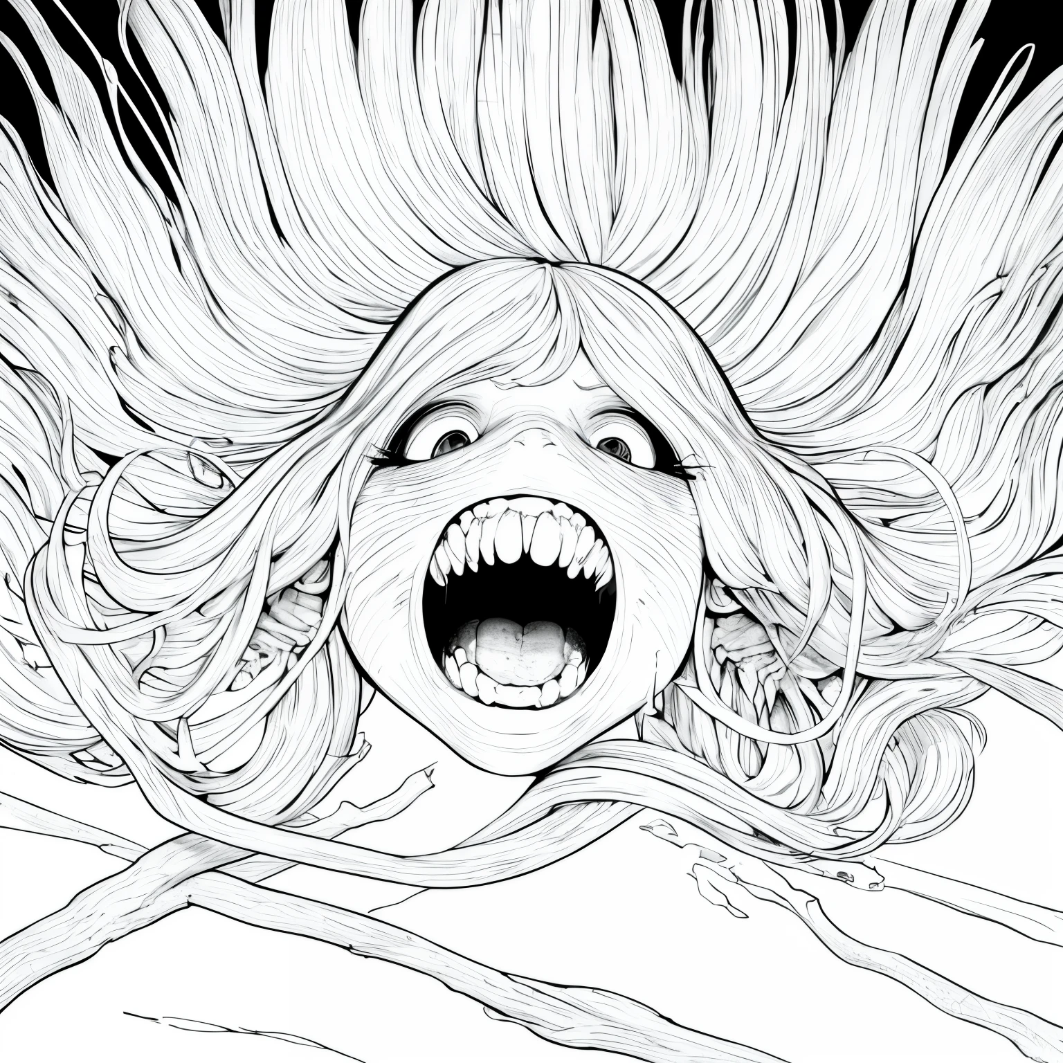 best quality, high resolution, detailed background, high contrast. white background, clean line drawings, Dreadful