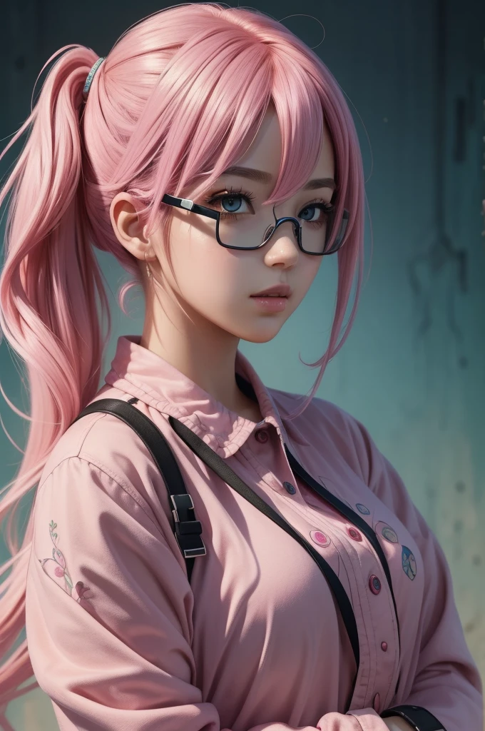 (masterpiece, top quality, best quality, official art, beautiful and aesthetic:1.2), (1girl), extreme detailed,colorful,highest detailed,cute, pink hair, goggle