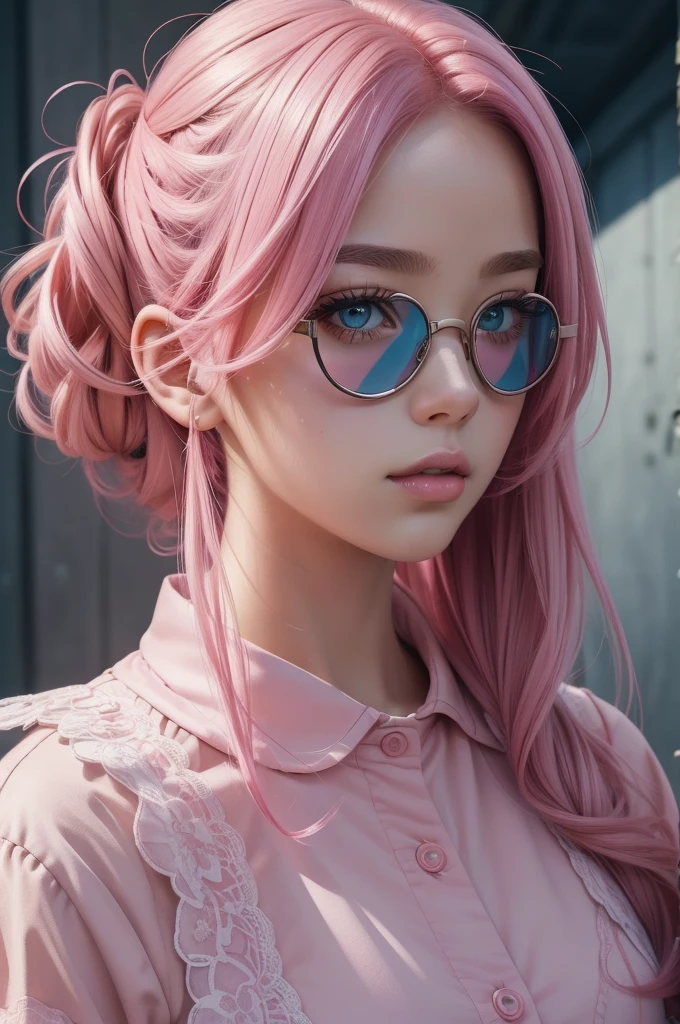 (masterpiece, top quality, best quality, official art, beautiful and aesthetic:1.2), (1girl), extreme detailed,colorful,highest detailed,cute, pink hair, goggle
