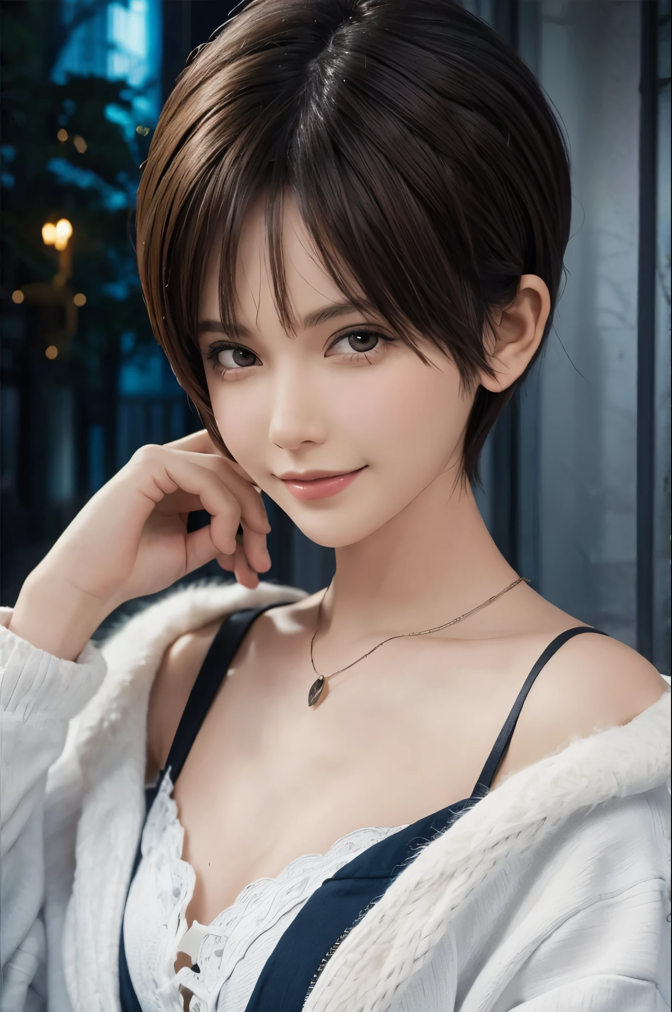 Pixie cut smile