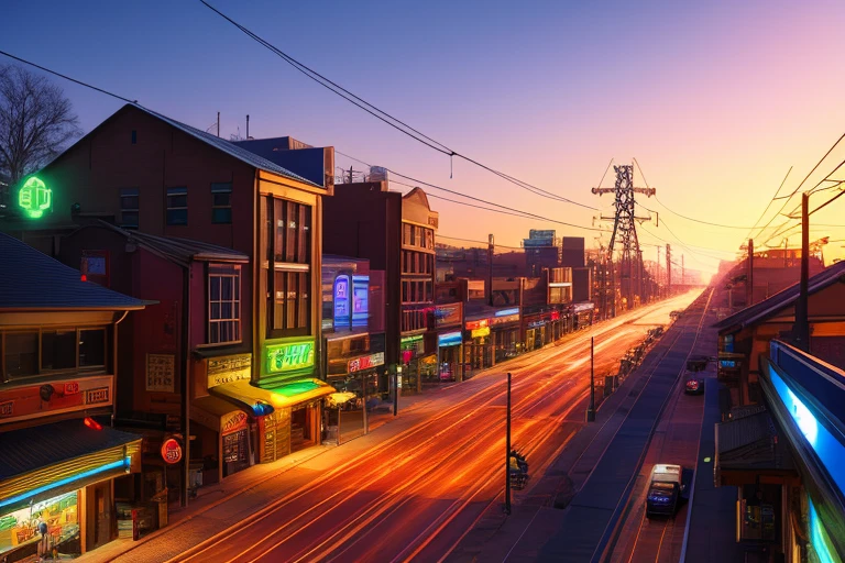 Sci-Fi near-future city、Suburban town、empty street、night、Storehouse architecture、bridge、Old store、shrine、Temple、ragged、Circuit board、complicated、Super detailed、Realistic、超Realistic、high quality、Highest、Super Detail、Crazy Detail 、Very detailed、Photorealistic、A magnificent composition、Highest品質、32k --v 6