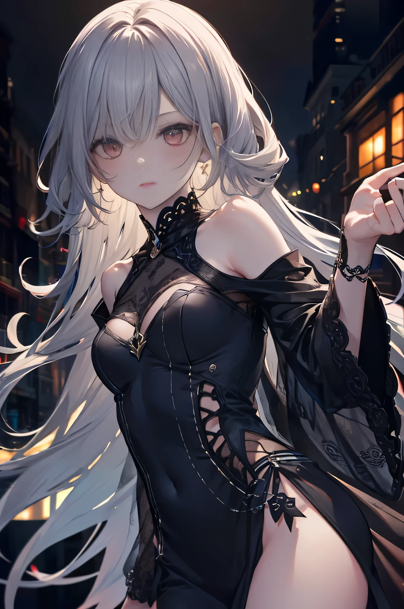 (best quality, highres:1.2), ultra-detailed, realistic:1.37, gothic girl with beautiful detailed eyes and lips, dynamic pose, wearing red and black gothic fashion, in a gothic scenery, with vivid colors, dramatic lighting, HDR, studio lighting, bokeh, capturing the essence of gothic fashion, exquisite details on the fabric, sharp focus on the intricate patterns, evoking a sense of dark romanticism, high-definition resolution. ojos altamente detallados y hermosos.