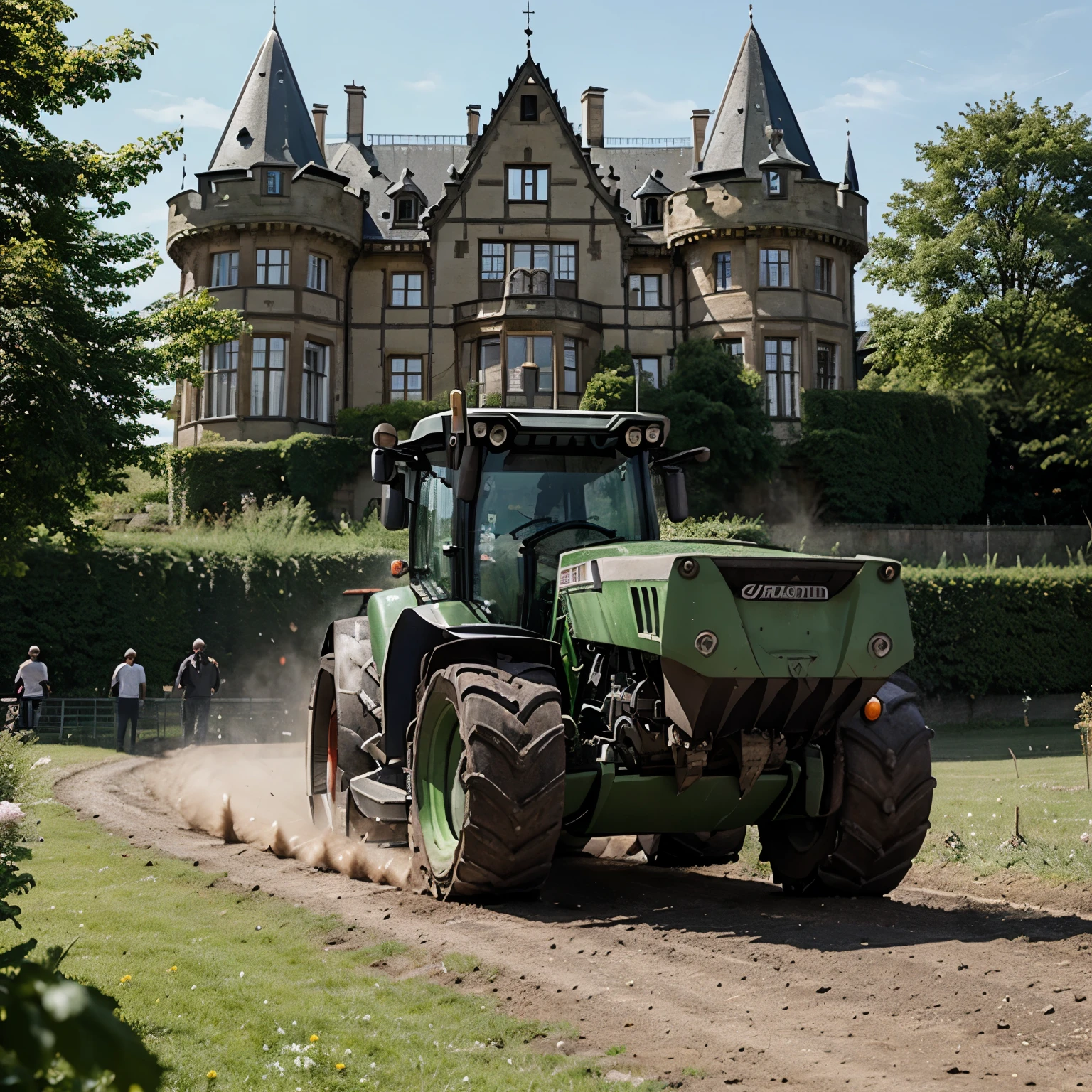 Ein fendt Traktor vor dem Schloss marienlay in morscheid 