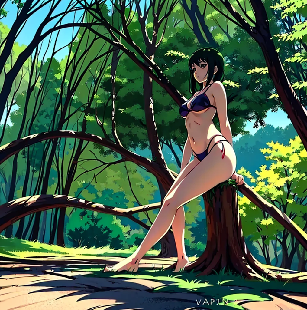 anime girl in a bikini posing in a park with trees, seductive anime girl, smooth anime cg art, realistic bikini, (anime girl), by Jin Homura, attractive anime girl, beautiful anime girl, anime moe artstyle, cute anime girl, beautiful alluring anime , pretty anime girl, extremely detailed artgerm, ecchi anime style,