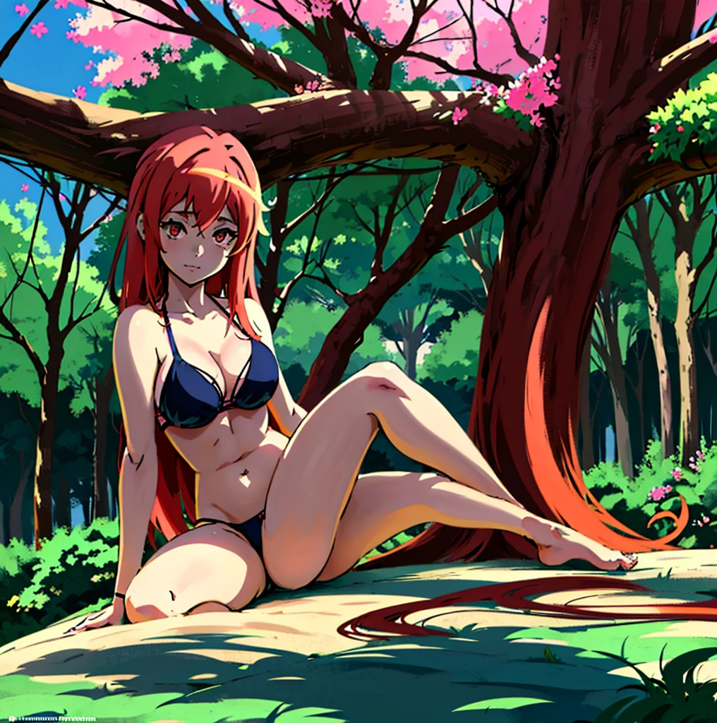 anime girl in a bikini posing in a park with trees, seductive anime girl, smooth anime cg art, realistic bikini, (anime girl), by Jin Homura, attractive anime girl, beautiful anime girl, anime moe artstyle, cute anime girl, beautiful alluring anime , pretty anime girl, extremely detailed artgerm, ecchi anime style,