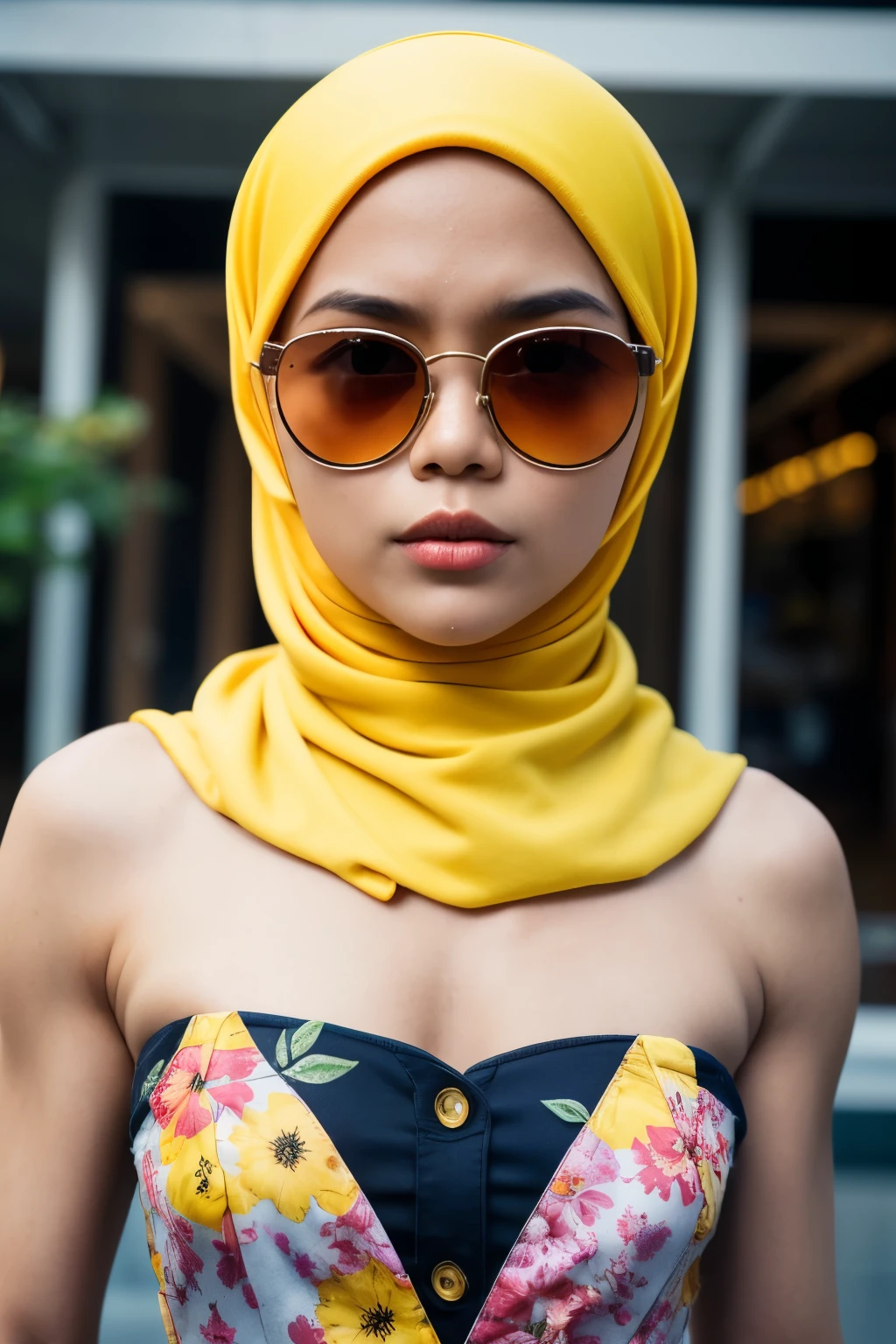 Bodybuilder Naked, (((HIJAB MALAY GIRL))), masutepiece, High quality, UHD 32K, Realistic face, Realistic skin feeling , A Japanese Lady, 8 , , Very cute and baby-like face, (((FLAT CHEST))), (MATRIX WORLD), ((look In front  at the camera and SADNESS)), ((())), (((CUTE GIRL))), ((YELLOW LIPS)), ((wering strapless Floral Pattern)) little Bodybuilder, ((flat chest:1.5)), (((sunglasses)))