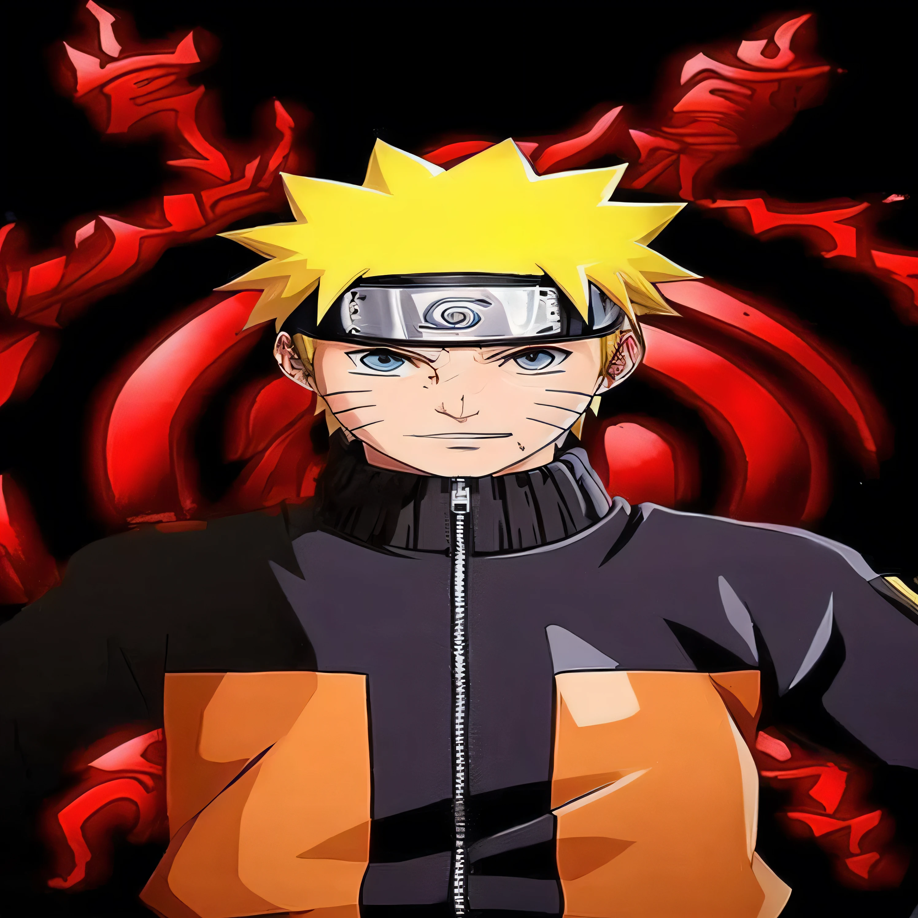 a close up of a person with a sword in front of a red background, naruto uzumaki, naruto artstyle, joker as naruto, from naruto, naruto, pain from naruto, joker looks like naruto, uzumaki, naruto in gta v, anime style”, shinobi, nine tails, itatchi uchiha, ninja, anime masterpiece
