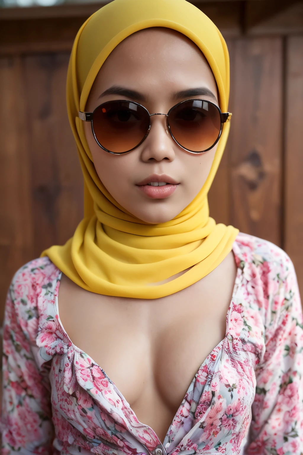 Bodybuilder Naked, (((HIJAB MALAY GIRL))), masutepiece, High quality, UHD 32K, Realistic face, Realistic skin feeling , A Japanese Lady, , , Very cute and baby-like face, (((FLAT CHEST))), (MATRIX WORLD), ((look In front at the camera and SADNESS)), ((())), (((CUTE GIRL))), ((YELLOW LIPS)), ((wering strapless Floral Pattern)) little Bodybuilder, ((flat chest:1.5)), (((sunglasses)))