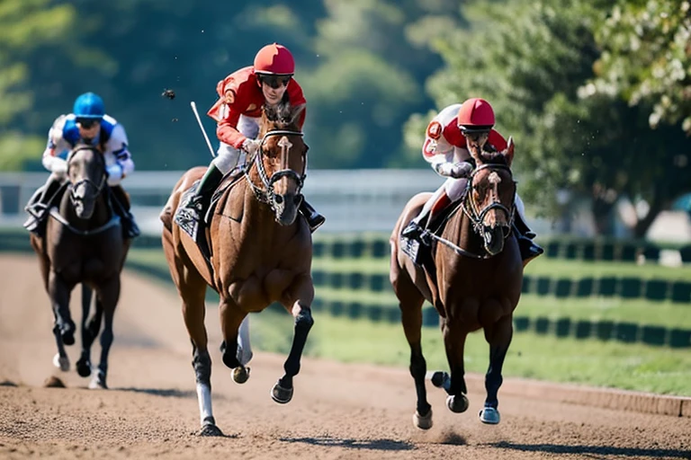 Machine-made thoroughbreds, running, three close calls