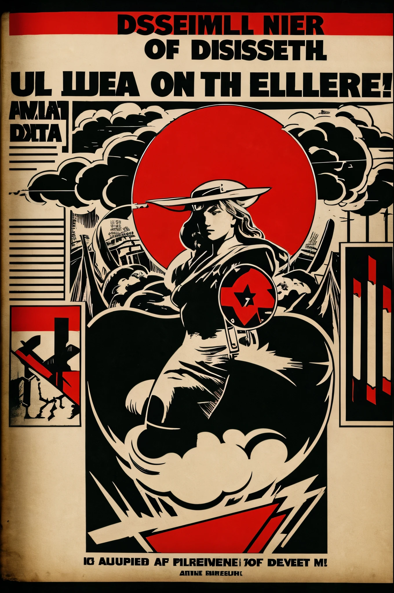 "Symbol of Dissent": Using political symbols or imagery to express resistance against authority, depicted in an avant-garde graphic.