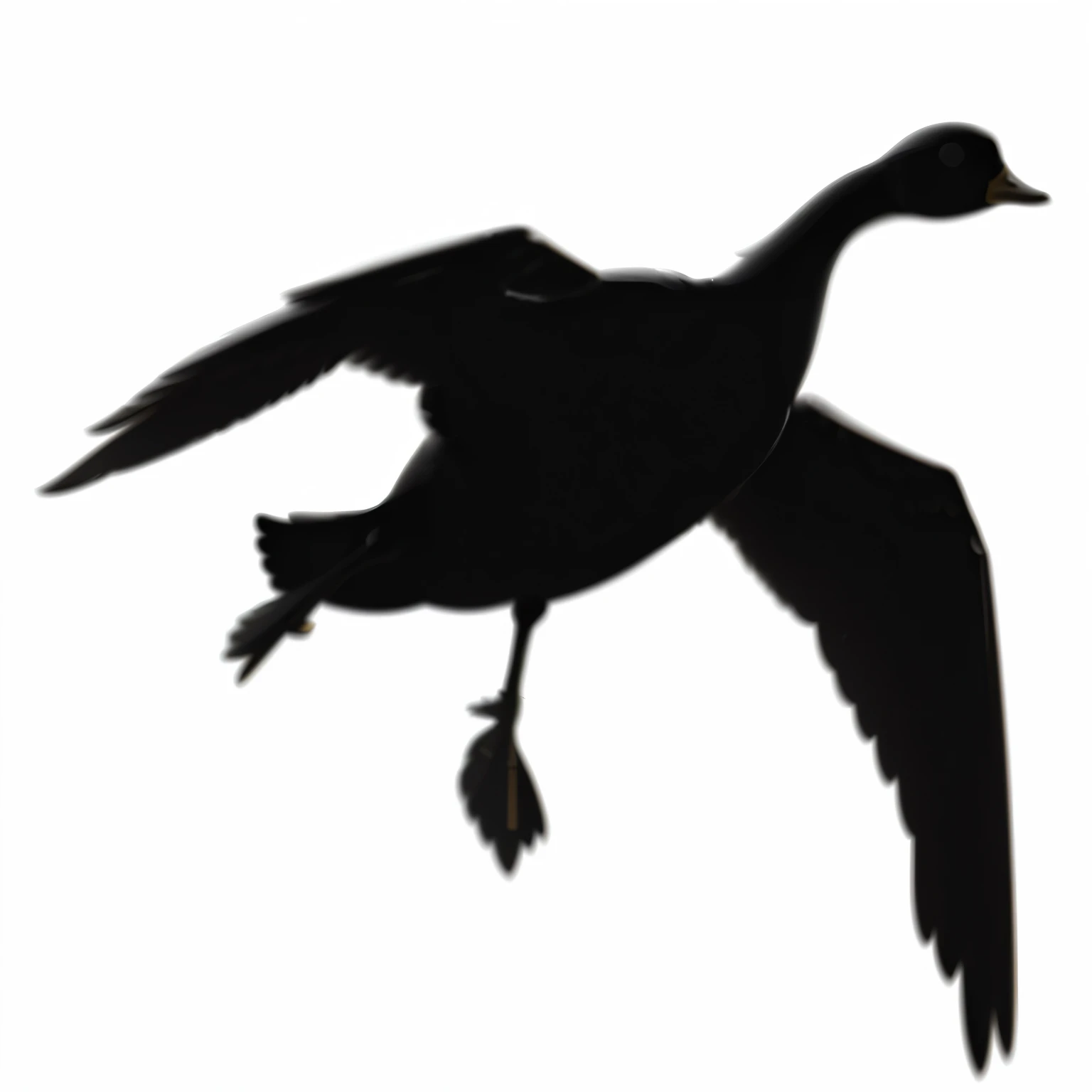 arafed duck flying in the air with its wings spread, gooseman, a cosmic canada goose, goose, logo without text, canada goose, subject= duck, illustration of a duck, black silhouette, detailed silhouette, gooses, on clear background, 2d, 2 d, stylized silhouette, duck, by Jacob Duck, cga, goose!!!!!, flight