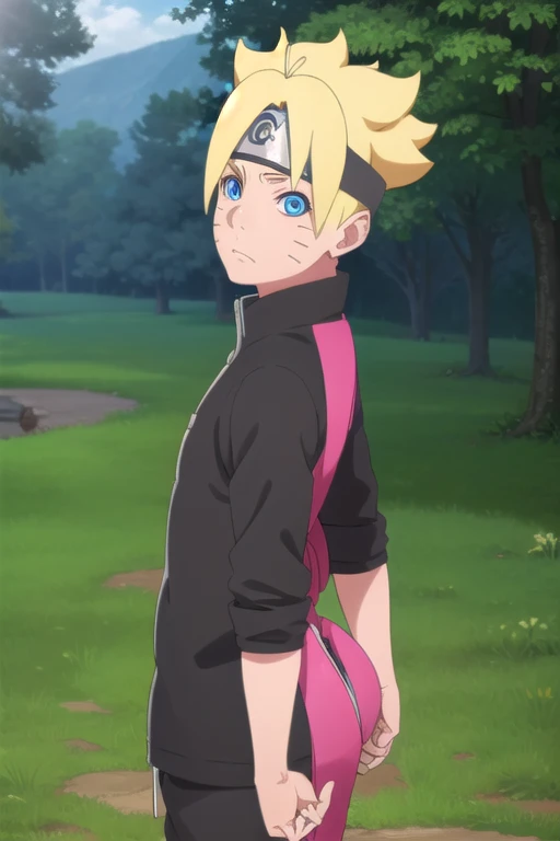 Borutouzumaki, Boruto Uzumaki, short hair, Blue eyes, Blonde hair, Male focus, mark on face, spiky hair, mustache markings, forehead protector,
outdoors, the forest, nature, trees, grass, sky, clouds, Sun,
BREAK looking at viewer, (cowboy shot:1.5),
BREAK (masterpiece:1.2), Best quality, a high resolution, unity 8k wallpaper, (illustration:0.8), (Beautiful detailed eyes:1.6), very detailed face, Ideal lighting, extremely detailed computer graphics, (Perfect hands, Ideal Anatomy), nude body, nude top, spread legs, squatting, little penis, shy, 8k quality, excited, Mouth open, ass, back view