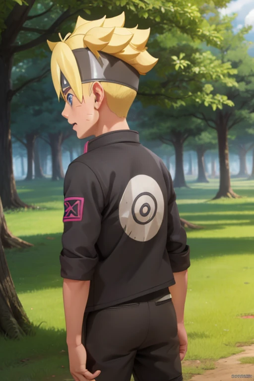 Borutouzumaki, Boruto Uzumaki, short hair, Blue eyes, Blonde hair, Male focus, mark on face, spiky hair, mustache markings, forehead protector,
outdoors, the forest, nature, trees, grass, sky, clouds, Sun,
BREAK looking at viewer, (cowboy shot:1.5),
BREAK (masterpiece:1.2), Best quality, a high resolution, unity 8k wallpaper, (illustration:0.8), (Beautiful detailed eyes:1.6), very detailed face, Ideal lighting, extremely detailed computer graphics, (Perfect hands, Ideal Anatomy), nude body, nude top, spread legs, shy, 8k quality, excited, Mouth open, ass, back view, lying on the grass, lying on his stomach, hands on ass, cum on ass