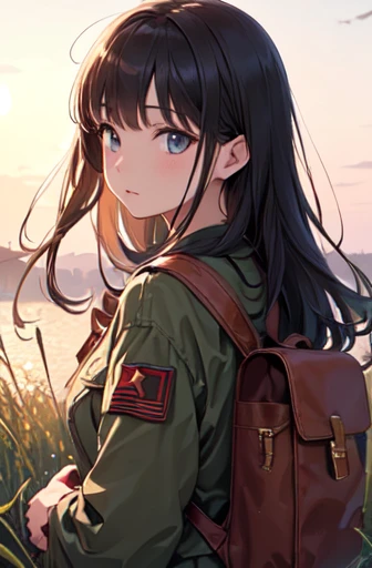 (From behind, View your viewers), Focus on people. Create and express your most radiant self. ((masterpiece)), (((highest quality)))), ((Super detailed)), (Ultra-realistic), (Highly detailed CG illustrations), (Very delicate and beautiful), masterpieceとしての少女たち, highest quality, Realistic Skin, Realistic Fabric, Photorealistic illustration focused on a girl with realistic and highly detailed eyes in the center front. This is an absolute rule, and、The following sentence shows the image quality.
(((There is a woman carrying a backpack, Wearing camouflage, wearing military uniform, Beautiful military girl, Military girl portrait, Army Girl Portrait, Military-like, Ethereal Army Girl, Army of Beautiful Adult Books, Fantastic fantasy))),  Create amazing anime artworks that are currently trending with seaStation, Showcasing exquisite beauty and seductive aesthetics.  Japanese Army Girl, like々have a beautiful face and clear eyes, Lying on a grassy hill under the stars "Princess Mononoke". The grass sways gently in the wind, Sounds of nature that provide a soothing soundtrack. Her dynamite body and smooth skin shine in the moonlight.. Her clothes and accessories, realistically drawn, Depends on the material of the fabric. The stars are twinkling in the sky, Add realism to your scene. This photo shows、She lives bravely in this different world.、It captures a miraculous moment in life.。.  Sony a1 mirrorless camera and Sony FE 24-105mm f/2.Use an 8L lens/4G OSS Lens. Set the ISO sensitivity to 32,000、Shutter speed 1/125 seconds. The image must be framed with the girl in the center, Above me is a vast sky with stars shining "Princess Mononoke" In the background. --16 pieces:9-5 o&#39;clock.1 --style 生 --q 2 --s 750