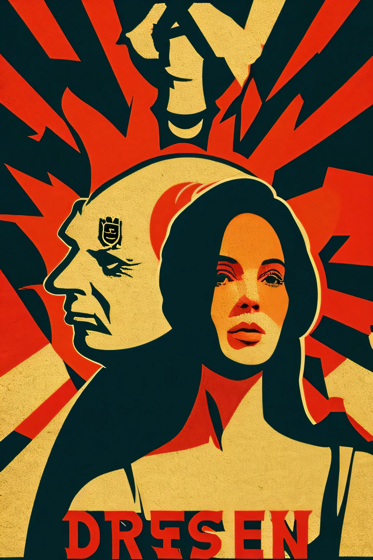 "Symbol of Dissent": Using political symbols or imagery to express resistance against authority, depicted in an avant-garde graphic.
