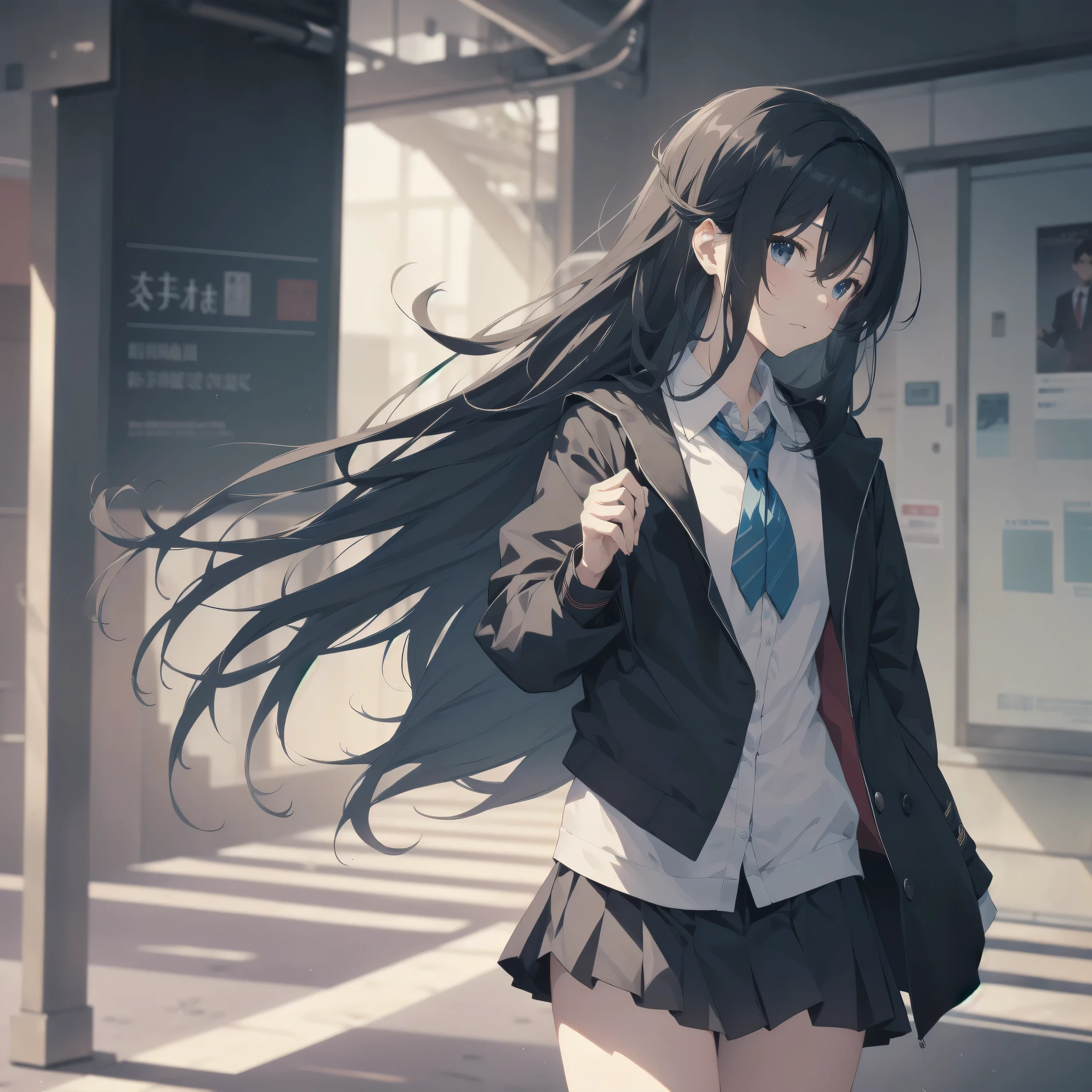 ultra-absurdres-Top quality by artist God, ultra-detailed, high resolution, anime moe artstyle, best anime 8k konachan wallpaper, pixiv contest winner, pool:2810, perfect anatomy,break, 1girl, (Please draw a girl walking sleepily to school alone. )break,(Solo,little female, 13-year-old:1.3),Full limbs, complete fingers,a junior high school student, (very short hair), short cut, flat chest, , small butt, small black eyes, beautiful detailed eyes, well-proportioned iris and pupils, expressive eyes, highres detailed hair, soft expression, school_uniform, bowtie, collared shirt. pleated skirt,(Detailed Lighting), (Detailed background), in the School commute route. break,super detailed skin, Best cinematic lighting powered by famous artist, 8k,beauty illustration,photoshop_(medium),very aesthetic,break,((artist:ningen mame )), artist:bolze ,artist:oyari ashito ,artist:kantoku ,