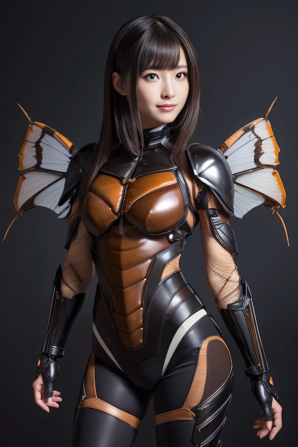 (high resolution,masterpiece,best quality,extremely detailed CG, anime, official art:1.4), realistic, photo, amazing fine details, all intricate, gloss and shiny,awesome many layers, 8k wall paper, 3d, sketch, kawaii, illustration,( solo:1.4), perfect female proportion,villainess, (fusion of dark brown cockroach and lady:1.4), (brown cockroach form lady:1.2), (brown cockroach lady:1.2), (fusion:1.2), (solo:1.4), (evil smile:1.2), muscular, abs, (cockroach brown exoskeleton bio insect suit:1.4), (cockroach brown exoskeleton bio insect armor:1.2), (brown transparency cockroach wing:1.4), (brown cockroach antennae:1.3),