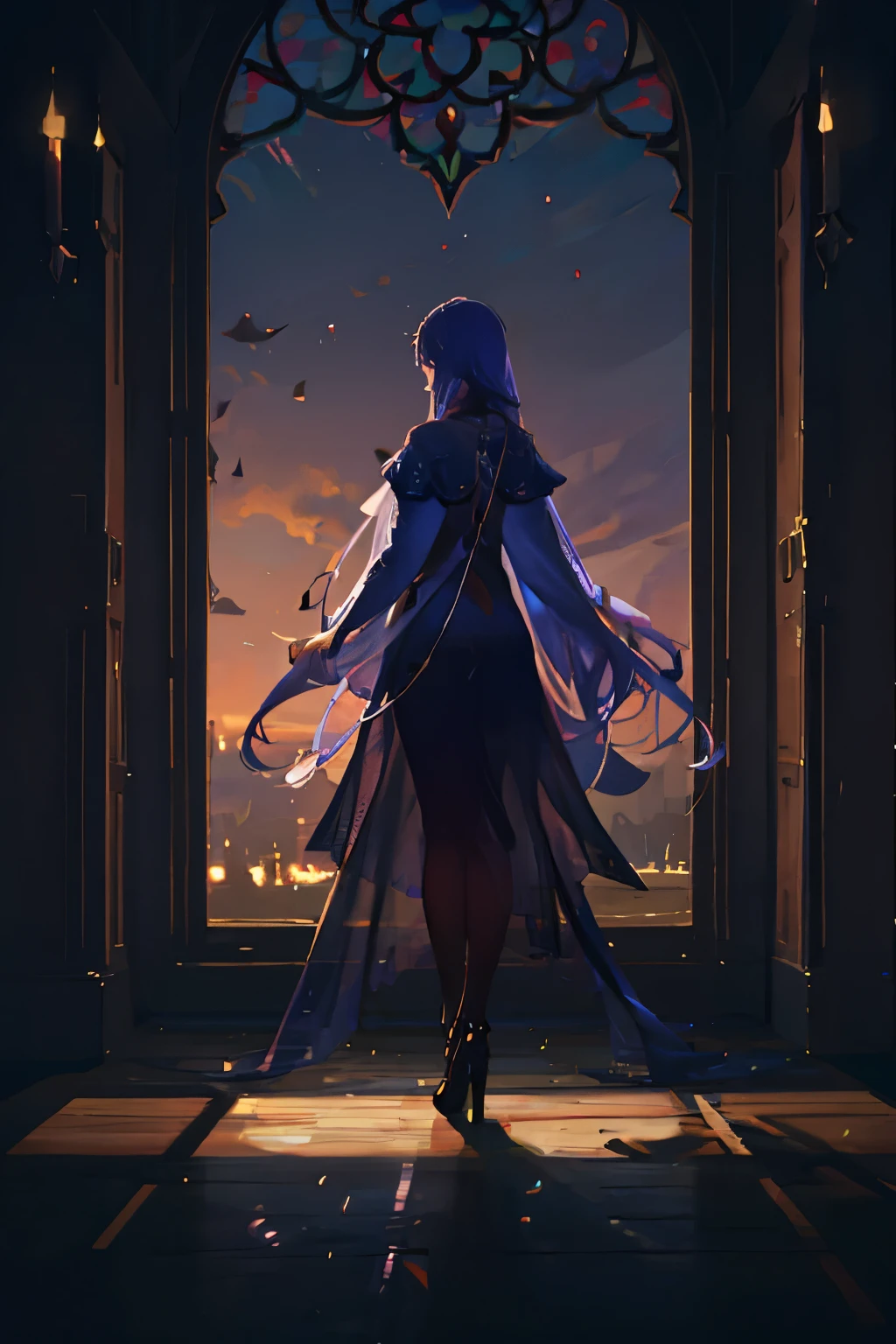 Create a portrait of a person in deep contemplation in a stunning landscape, This artwork requires excellent lighting