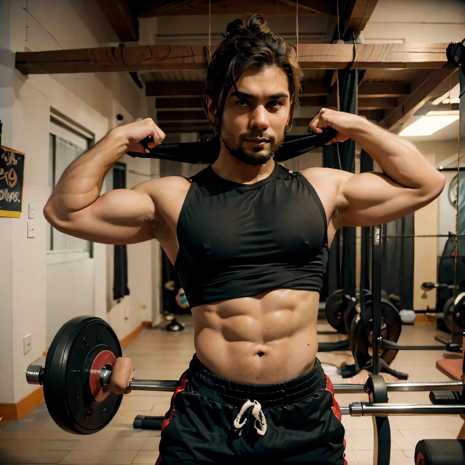 Espartano musculoso en el gimnasio