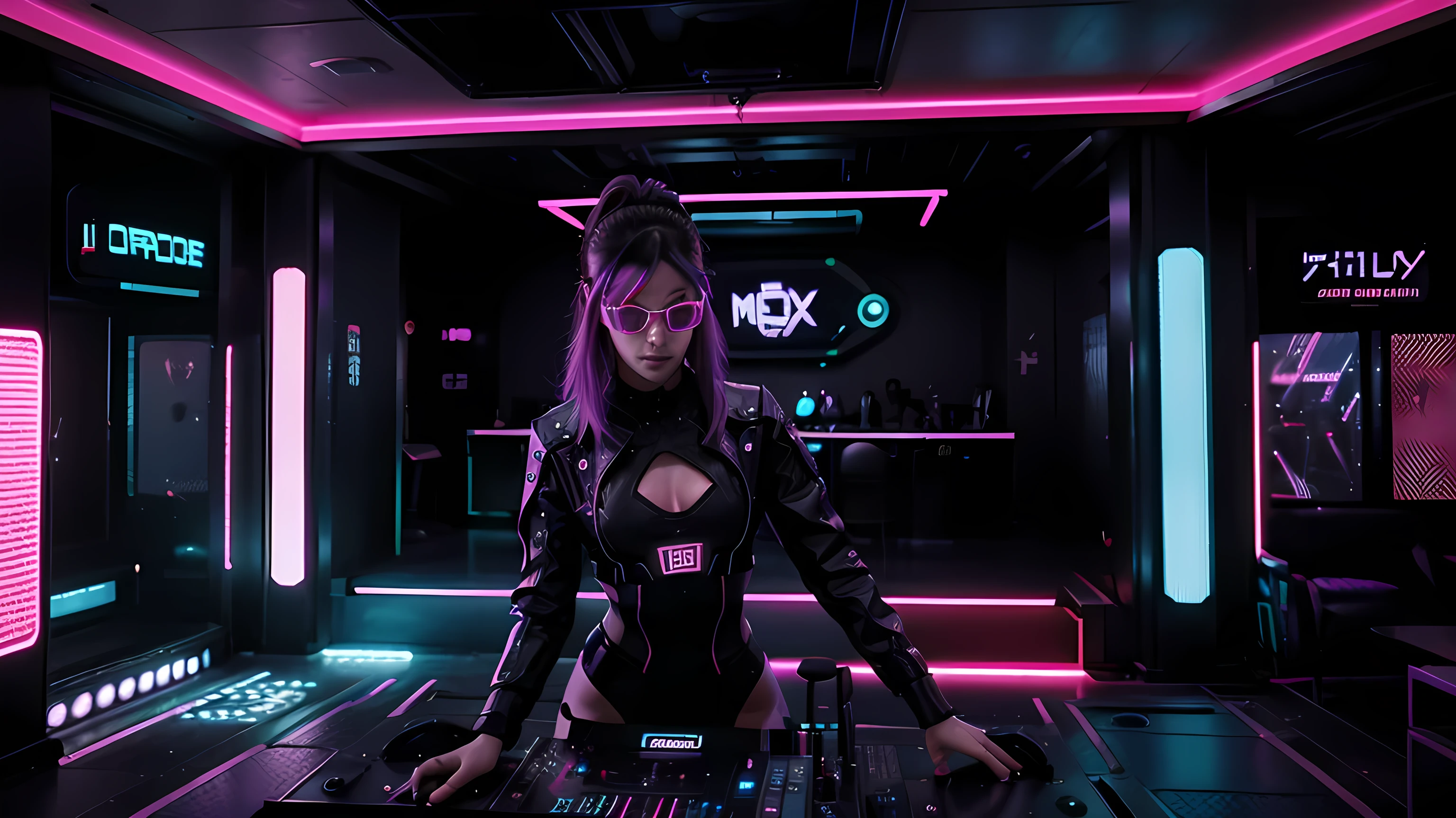 Boate futurista no estilo cyberpunk
Elementos:
scenario:
Large, dark space: The nightclub must have a large, dark space, with metal and concrete walls and vibrant neon lighting.
Elevated dance floor: An elevated dance floor in the center of the nightclub, com piso de metal e hologramas 3D projetando imagens abstratas.
Bares e lounges: Bars and lounges around the dance floor, com mesas e cadeiras de metal e neon, criando um ambiente intimista.
cyberpunk decor: Decoration with cyberpunk elements, like neon signs shaped like Japanese symbols, LED screens displaying unintelligible information and holograms of cybernetic animals.
Detalhes:
Pessoas: people dancing on the dance floor, with futuristic clothes and cyberpunk accessories, like LED glasses, cybernetic implants and neon leather jackets.
DJ: Um DJ no palco, controlling music with holographic interfaces e fones de ouvido futuristas.
security: robotic security guards circulating around the nightclub, monitoring the environment and ensuring customer safety.
Bebidas: Futuristic cocktails served in metal glassesm neon, criando efeitos visuais impressionantes.
Estilo:
Cyberpunk: O estilo da imagem deve ser cyberpunk, com cores neon vibrantes, strong contrasts and geometric lines.
Realista: A imagem deve ser realista, with sharp, textured details that convey the feeling of being inside the nightclub.
atmospheric: A imagem deve ter uma atmosfera futurista e decadente, with neon lighting and shadows that create a mysterious and intriguing environment.
Exemplos:
A cyberpunk nightclub with an elevated dance floor in the center, cercada por bares e lounges com neon. People dance to futuristic electronic music, enquanto hologramas 3D projetam imagens abstratas no teto.
Um DJ em um palco futurista, controlling music with holographic interfaces. robotic security guards circulate around the nightclub, monitoring the environment and ensuring customer safety.
Futuristic cocktails served in metal glasses