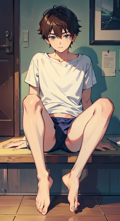 Cute age boy, briefs, he is barefoot, He's lying on the bed, naked, nude, boruto uzumaki, boy chest, ass, blond hair