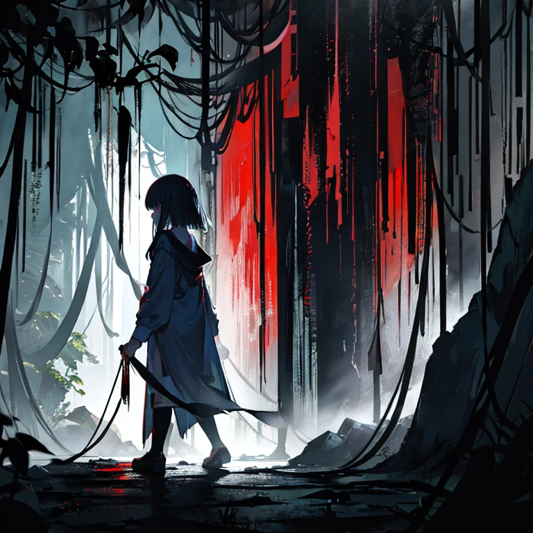 The dark shadow of youth、Bloody、Are crying、Backlight、Catastrophic、Rainforest、Dark Background、Like the end of the world