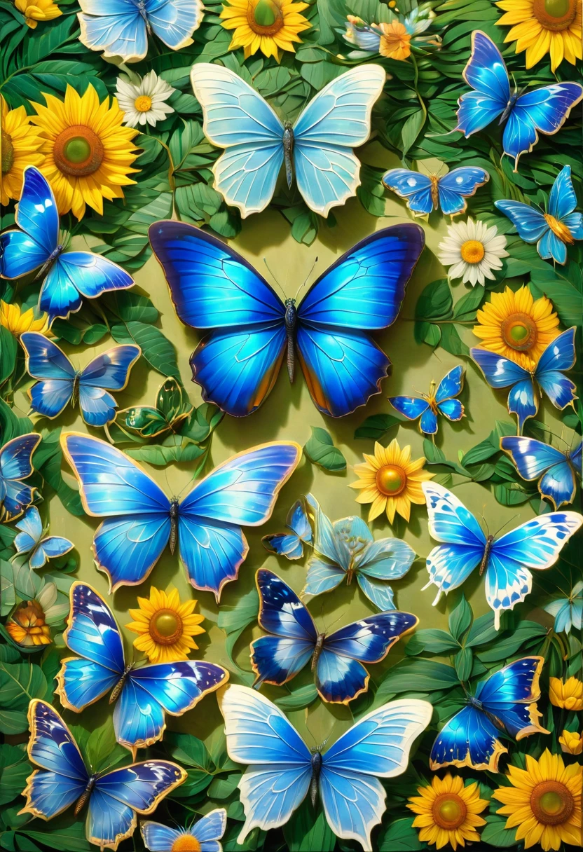 blue butterfly, by Studio Ghibli, best quality, masterpiece, very aesthetic, perfect composition, intricate details, ultra-detailed
