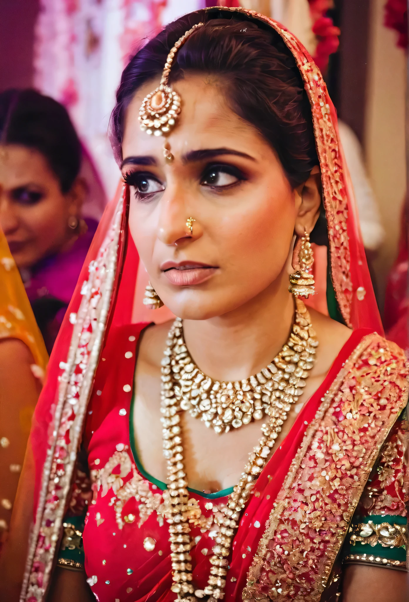 Typical Bihari wedding, bride's sister is disappointed on the front face