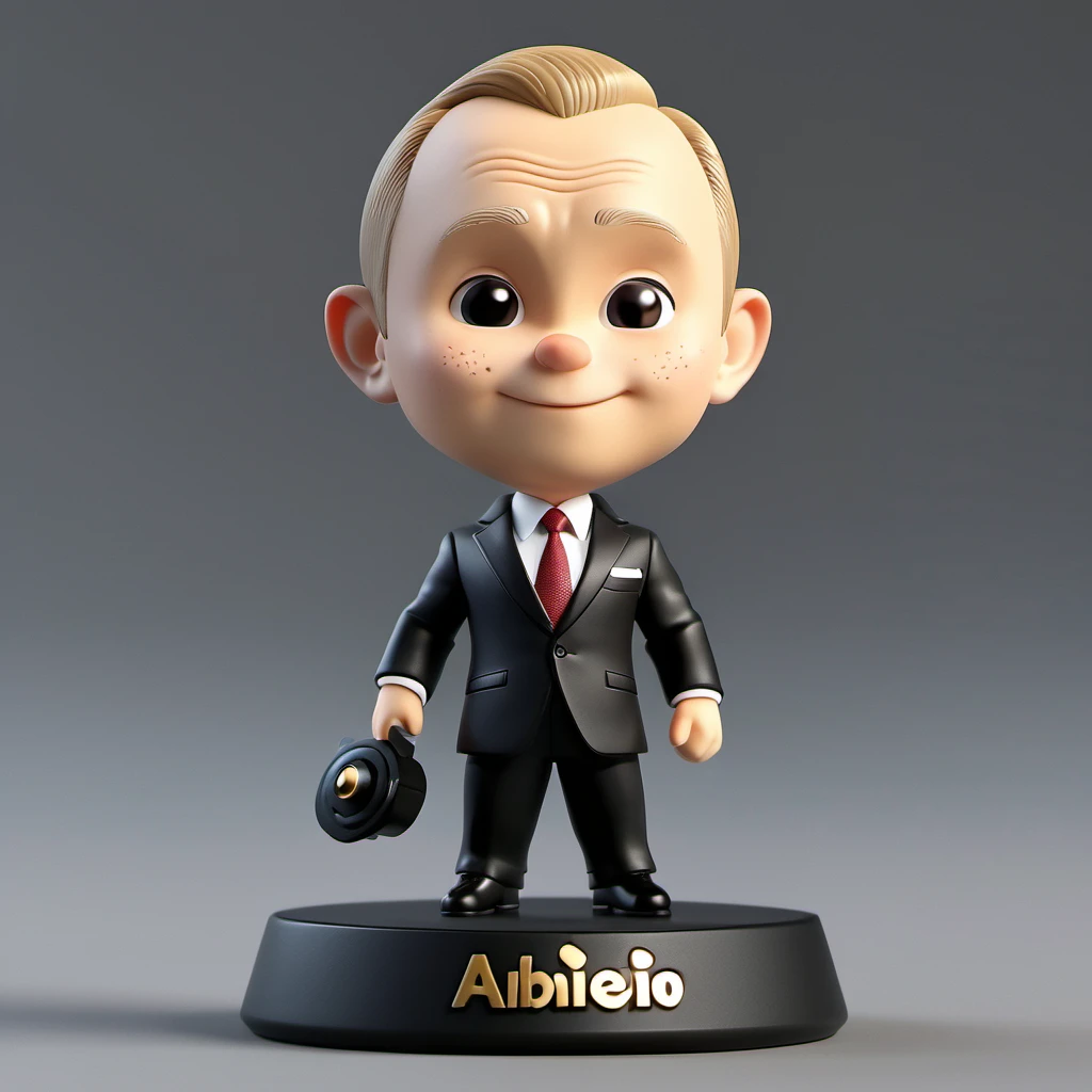 there is a small figurine of a man in a suit, vladimir putin amiibo, 3d characters, 3 d character, 3d character, wojtek fus, 3 d cartoon, 3 d character art, amazing cgi, 3d statue!!!, 3 d animated movie, high detail iconic character, cute 3 d render, putin as james bond 0 0 7, cartoon character