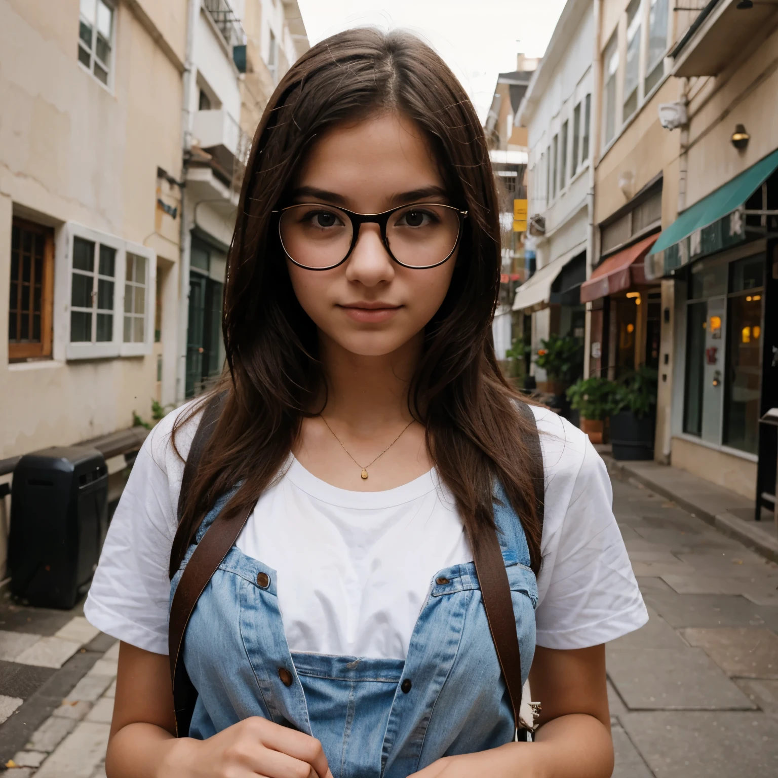 Teen girl with glasses and big 
