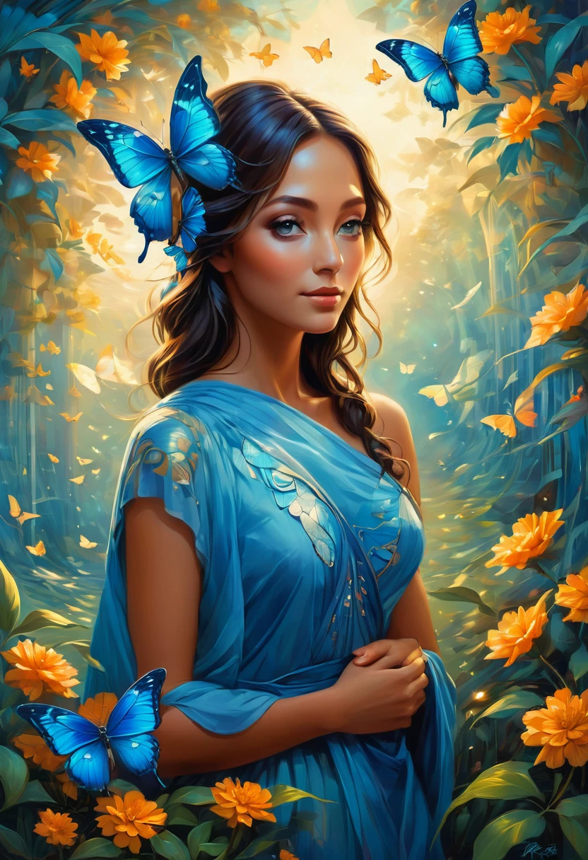 blue butterfly, by rhads, best quality, masterpiece, very aesthetic, perfect composition, intricate details, ultra-detailed