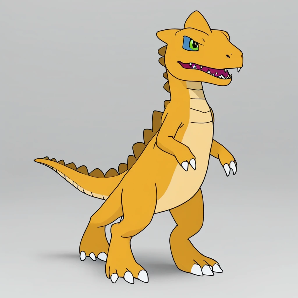 agumon, digimon, standing,