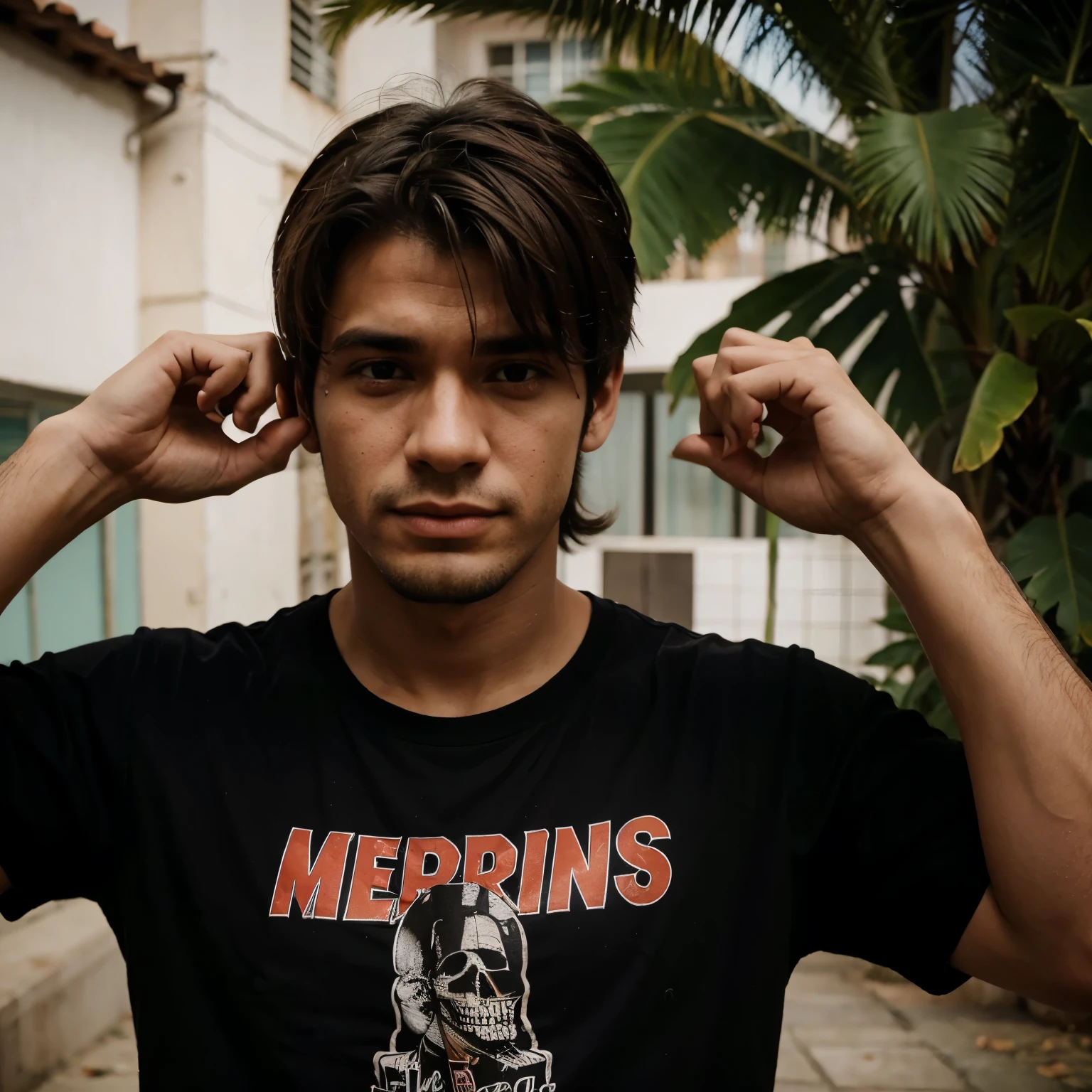Homem de 20 anos com camisa preta