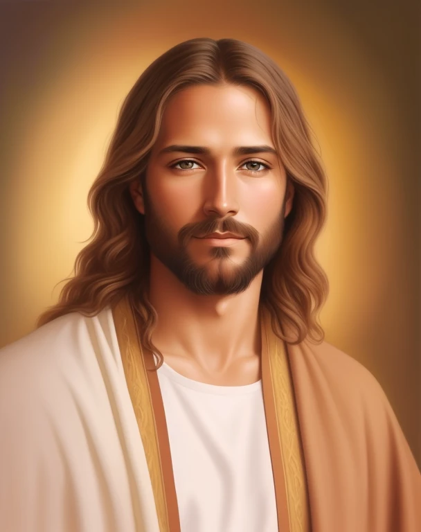 Imagem de um homem com cabelo comprido e barba, Retrato de Jesus Cristo, Jesus Cristo, Jesus of Nazareth, Jesus, Greg Olsen, rosto de jesus, Vestido como Jesus Cristo, lindo impressionante realista, digital oil painting with airbrush, Jesus Cristo em efeito de missa, painted in high resolution, linda pintura digital, Pintura digital fosca, Linda pintura digital, mirada desafiante, Pointing at the camera, cara de bravo, tears,