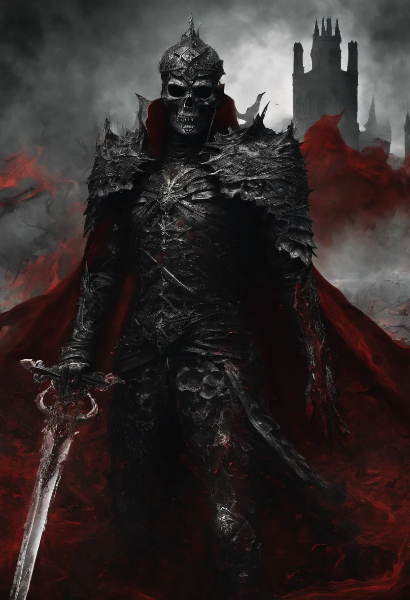 Dark army with red sword,Crown,Red Cape,