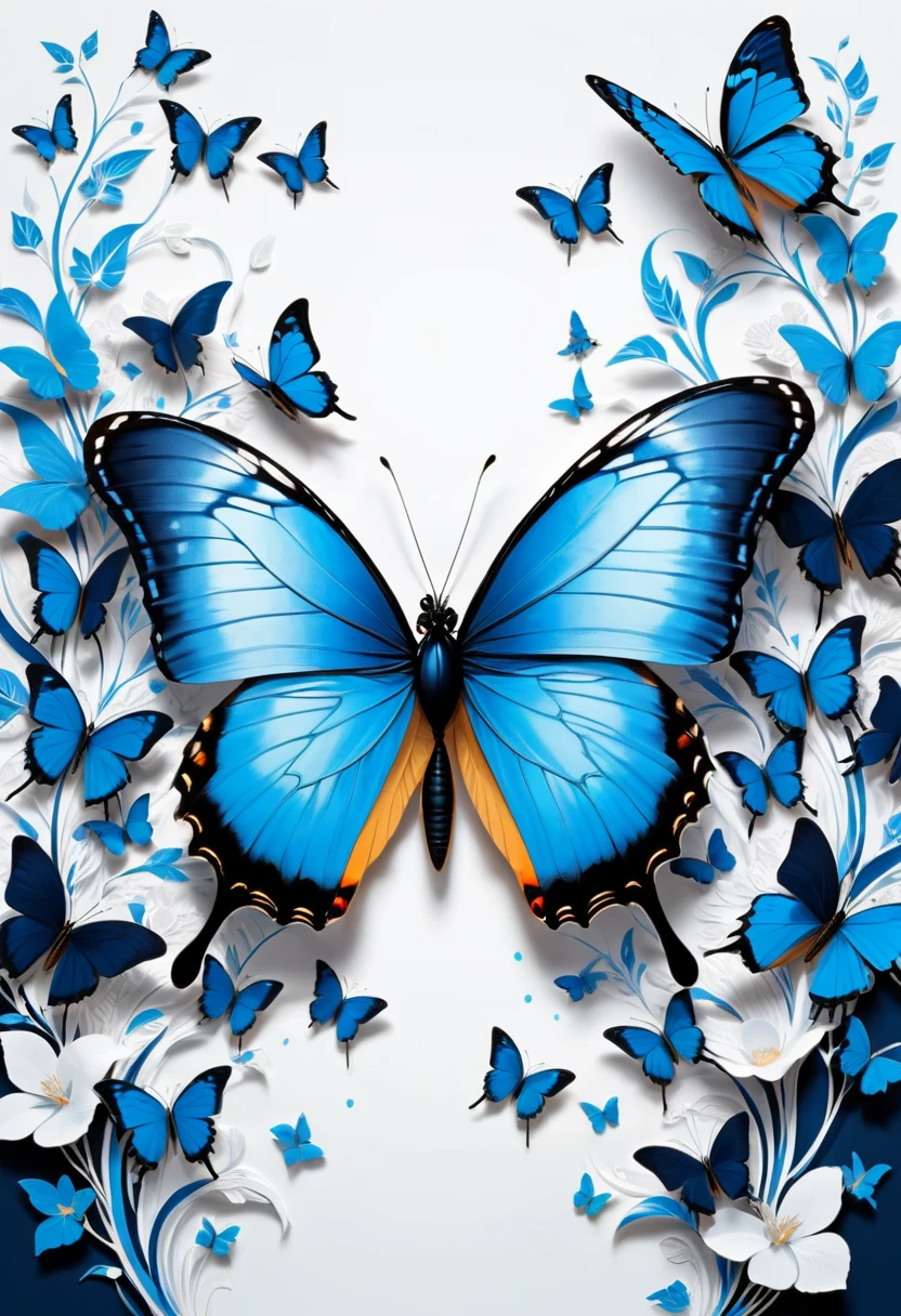 blue butterfly, (masterpiece, best quality, Professional, perfect composition, very aesthetic, absurdres, ultra-detailed, intricate details:1.3), by Tang Yau Hoong