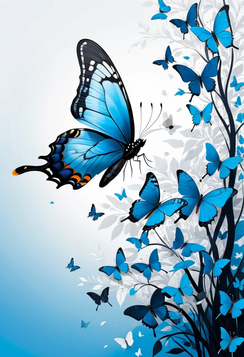 blue butterfly, (masterpiece, best quality, Professional, perfect composition, very aesthetic, absurdres, ultra-detailed, intricate details:1.3), by Tang Yau Hoong