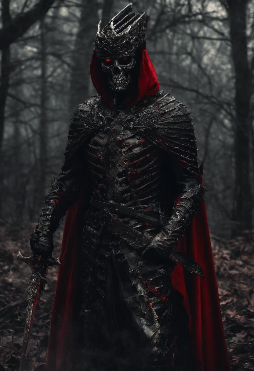 Dark army with red sword,Crown,Red Cape,