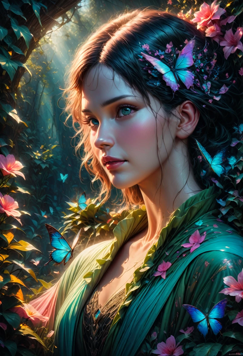 blue butterfly, aesthetic, (best quality,4k,8k,highres,masterpiece:1.2),ultra-detailed,(realistic,photorealistic,photo-realistic:1.37),colorful, vibrant, shimmering blue butterfly, delicate, intricate wings, graceful movement, flourishing garden, blooming flowers, sun-kissed petals, lush green foliage, ethereal atmosphere, magical illumination, whimsical, iridescent patterns, sparkling sunlight, gentle breeze, serene ambiance, artful composition, soft focus, mesmerizing beauty, naturalistic rendering, captivating contrast, exquisite details, dreamlike quality, surrealistic touch