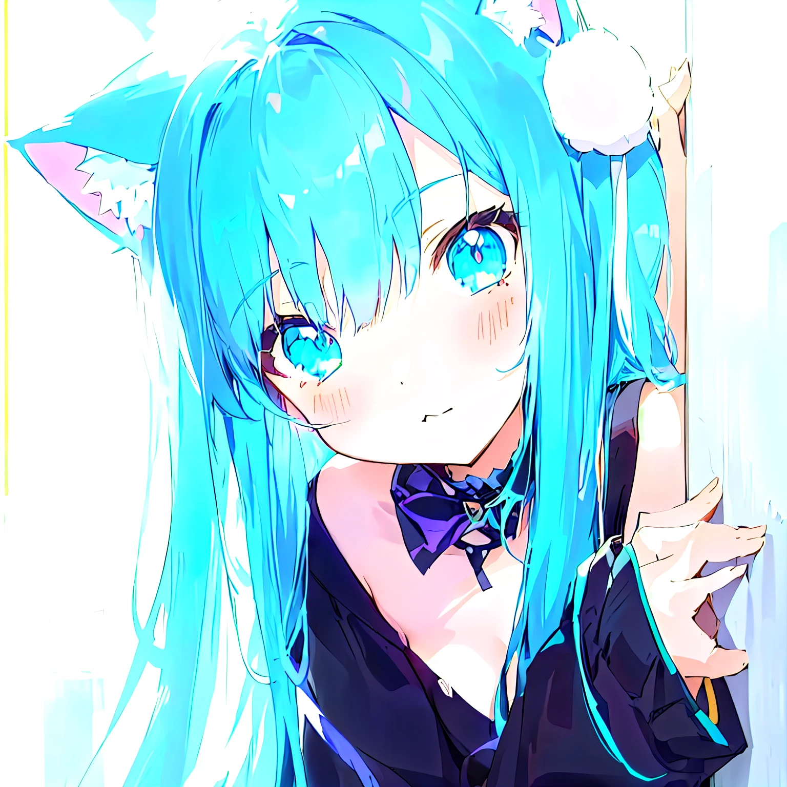 anime girl with gray hair and cat ears leaning against a wall, brown ayes, anime girl with cat ears, cute anime catgirl, beautiful anime catgirl, anime catgirl, nekomimi, anime cat, very beautiful anime cat girl, anime girl with teal hair, anime moe artstyle, pixiv, pixiv 3dcg, very beautiful cute catgirl