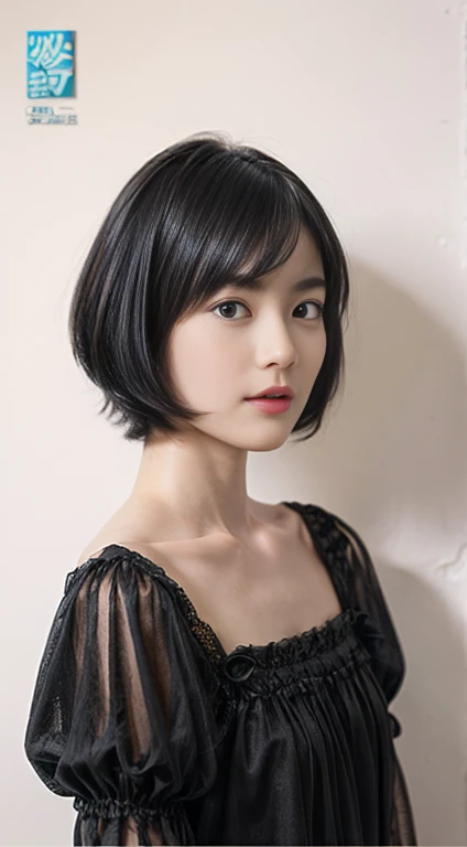69
(20 year old princess,stand), (surrealism), (masterpiece), ((black hair、Short hair:1.3)), (soft hair),, (Please smile kindly:0.7), lipstick, Luxurious blouse shoulder shot
