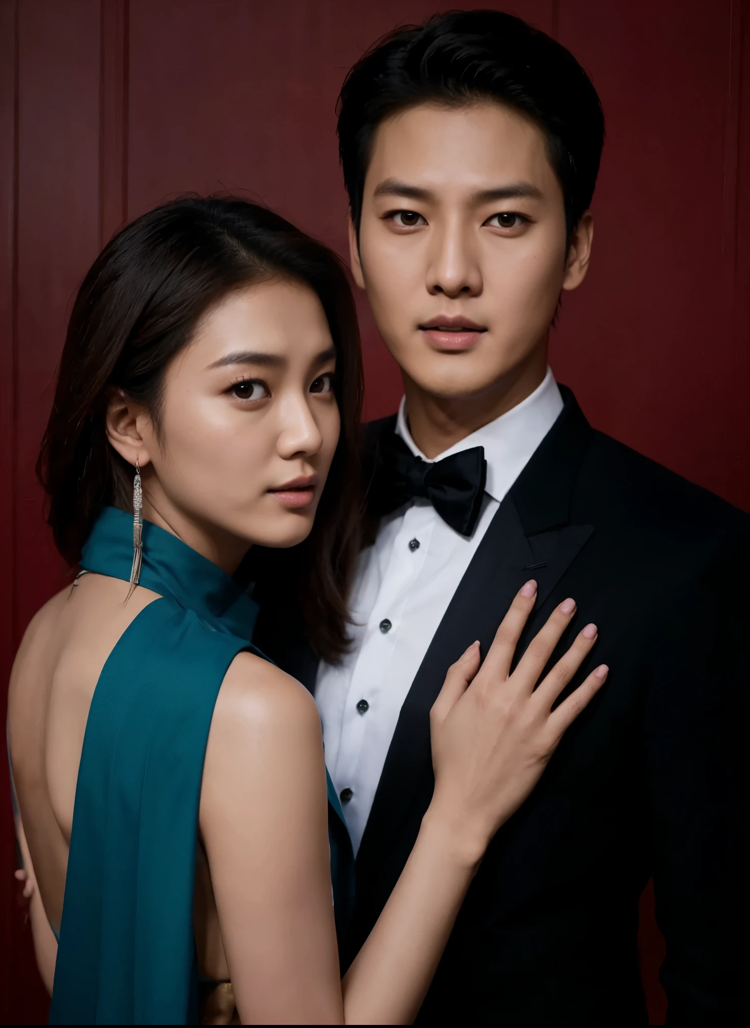 Pasangan korea,Seorang pria korea ganteng lee min ho mengenakan kemeja polos warna biru duduk ditangga peluk seorang seorang wanita Asia cantik mengenakan dress bermotif bunga yang posisi duduknya agak menyamping,badannya agak bersandar dipaha lee min ho,foto terlihat jelas dan nyata.
