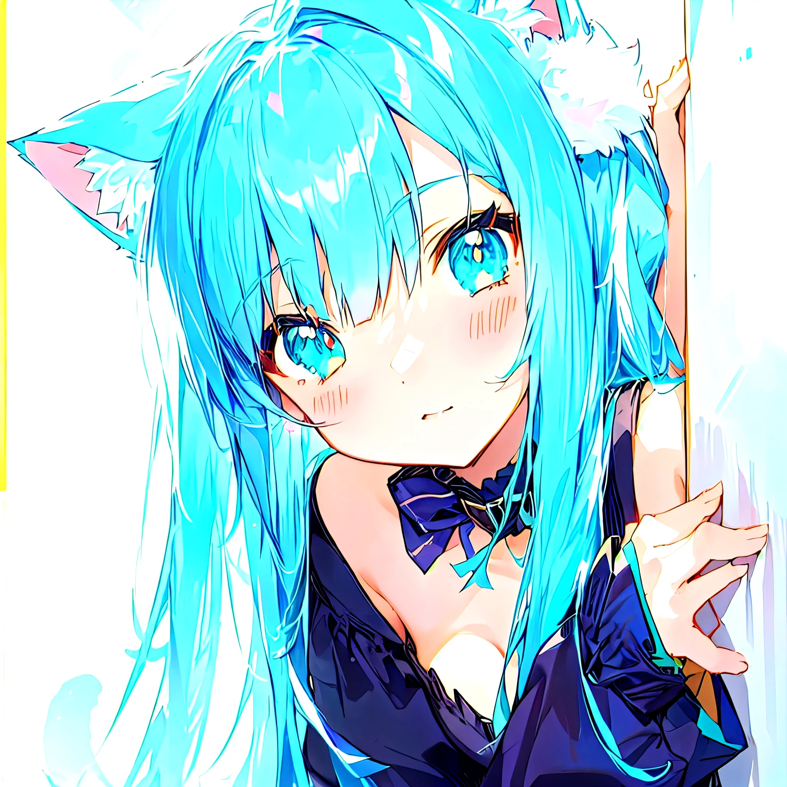 anime girl with gray hair and cat ears leaning against a wall, brown ayes, anime girl with cat ears, cute anime catgirl, beautiful anime catgirl, anime catgirl, nekomimi, anime cat, very beautiful anime cat girl, anime girl with teal hair, anime moe artstyle, pixiv, pixiv 3dcg, very beautiful cute catgirl