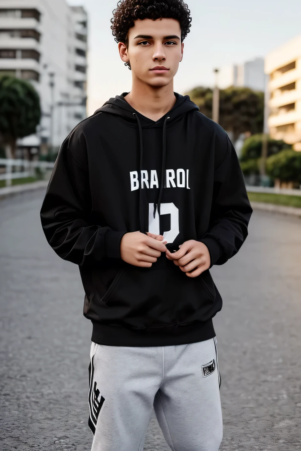 make a 19 year old man white skin, with short black hair he has short curly hair without accessories on his head I want to see his hair. noite no brazil roupas de frio. roupas de skate Estilo urbano (Streetwear). tirando foto em um espelho de um banheiro