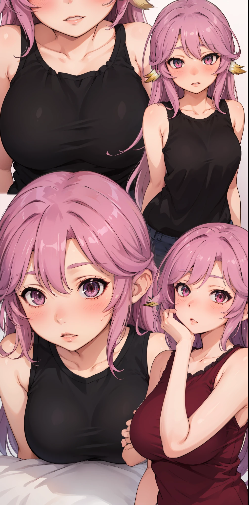 Jibril, ((upper body)), blushed, perfect anatomy, detailed eyes, detailed lips, extremely detailed eyes and face, vivid colors, sharp focus, masterpiece:1.2, ultra-detailed, blushed, ((doggystyle)), (solo), ((casual clothes)), sleeveless, ((((360 view)))).