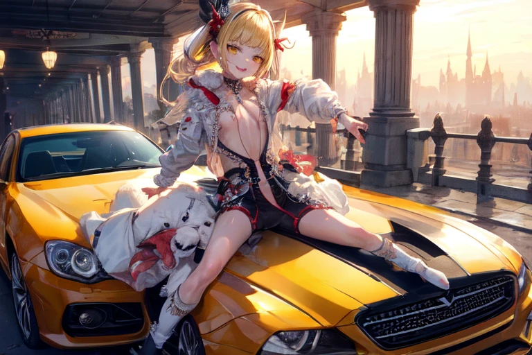 masterpiece, highest quality, One girl, (cigarette:1.0), Riding a car, View your viewers, Grin,
BREAK Multicolor Princess Cut BREAK Yellow Eyes
 