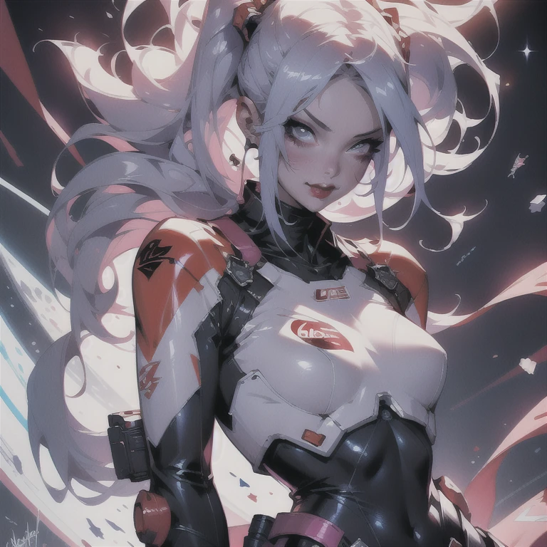 a cartoon picture of a woman in a space suit, of harley quinn, winter concept art, official splash art, inspired by Judy Cassab, streaming on twitch, clear image, hazmat, exploitable image, featured art, laser blasts, card art, widow maker, loadscreen