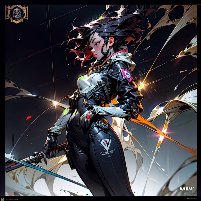 a cartoon picture of a woman in a space suit, of harley quinn, winter concept art, official splash art, inspired by Judy Cassab, streaming on twitch, clear image, hazmat, exploitable image, featured art, laser blasts, card art, widow maker, loadscreen