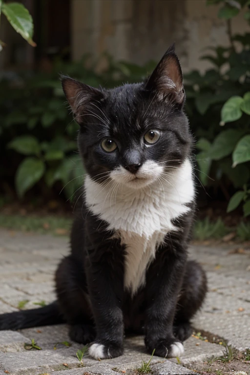 chat, blanc, gris, noir, brun, nez noir, mignon,Gros yeux orange, petit nez, persan, artwork, herbe, poils longs